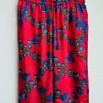 NWT J. Crew Collection SZ 4 Small Drapey Straight Leg Luxury Red Pants Floral Photo 3