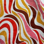 Rue 21 70’s Inspired Retro HR Wide Leg Jeans by Pink Orange Brown White Large Photo 3