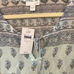 J. Jill NWT  semi sheer Kurta Tunic Blouse Blue Floral Beach Coverup Top LARGE Photo 5