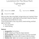 Lululemon On The Move Pant in Black Size 12 Photo 8