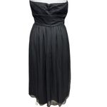 J.Crew  Emily Strapless Silk Chiffon Dress MIDI Classy Little Black Dress Size 8 Photo 7
