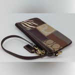 Coach  Patchwork Signature Canvas Leather Brown Wristlet Clutch Pouch Photo 2