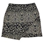 H&M Black Beige Jacquard Skirt Size 8 Lined Baroque Floral Tapestry Mini Photo 0