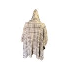 Tahari Tan Hooded Poncho – Black & White Plaid, Front Pockets – One Size Photo 2