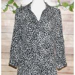 Skies Are Blue Patterned Maxi Dress Button Front Size L 3/4 Sleeve High Slit Photo 1