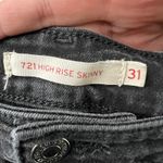 Levi's  31x30 Short BLACK 721 High Rise Skinny Jeans Stonewash Stretchy Photo 8