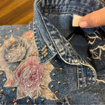 Cowgirl Western Acid Wash Vintage Shirt Embroidered Embellished Studs Floral L Blue Size L Photo 9