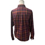 Woolrich Vintage Woman Rust Brown Blue Plaid Collared Long Sleeve Shirt S/M Photo 4