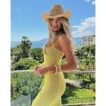 ASTA RESORT Natalia Dress in Chartreuse Sequin Small New Womens Maxi Gown Yellow Photo 8