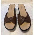 Karen Scott Abria Leather Upper Slide Sandals Brown Twisted Size 8.5M Photo 0