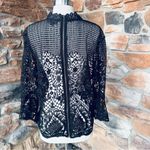 Bold Elements black lace top with long bell sleeves and back zipper Photo 9