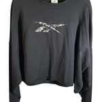 Reebok  3X 22-24W Womens Black‎ Long Sleeve Camo Logo Crop Top Sweatshirt Photo 0