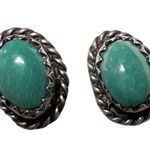 Vintage Sterling Silver Natural Turquoise Post Earrings Photo 4