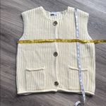 Cream Knit Cardigan Vest Womens Casual Sweater with Gold Buttons Size L Photo 2