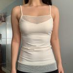EXPRESS Cream Embellished Rhinestone Mesh Cami Photo 1