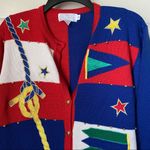 Doncaster  red blue holiday sweater size medium Photo 10