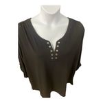 Premise Studio  Black Gold Eyelet Vneck Blouse Plus Size 2X Pullover 3/4-Sleeve Photo 7