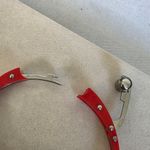 Unique Red Acrylic and Silver Stainless Steel Handcuff Style Bracelet Photo 6