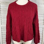 The Moon  & MADISON Chenille Crewneck Cable Knit Cropped Sweater Red-Medium Photo 0