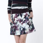 CARVEN Skirt 36 US 4 Abstract Brushstroke Art Print Mini Silk Blend Pocket Wrap Photo 0