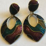 Berebi Vintage Colorful Shimmer Enamel Statement Earrings Purple Photo 2