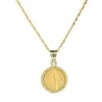 10k Gold Virgin Mary Cross Pendant Necklace 18” real Yellow Gold Religious Charm Photo 0