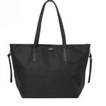Leather Nylon Shoulder Tote Bag Black Photo 0