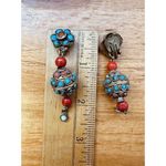 Vintage Handmade Bead Beaded Necklace W/earrings Tibetan Faux Turquoise Coral Orange Photo 10