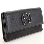 Gucci  STUDDED INTERLOCKING GG BLACK CANVAS & LEATHER CONTINENTAL WALLET Photo 2