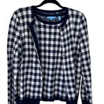 Draper James  Cardigan Set‎ Gold Button Navy and White Gingham Print Old Money Photo 1