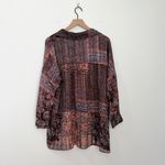 ZARA Patchwork Oversized Blouse Top Sheer Brown Paisley Size Large Photo 2