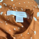 LC Lauren Conrad  Polka Dot Burnt Orange Blouse, Tie Neck, Sz Large Photo 2