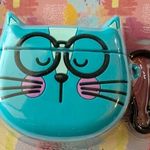NWT Blue Cat Earphones Ear Buds Case w/ Carabiner Photo 0