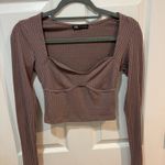 ZARA  purple ribbed long sleeve crop top with sweetheart neckline Photo 1