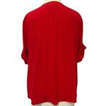 Amanda Uprichard  100% Silk Red Rolled Sleeve Button Up Lightweight Blouse Large Photo 2