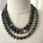 Coldwater Creek triple strand wood bead and turquoise necklace Photo 0