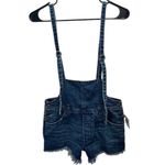 We The Free Free People  Blue Denim Strappy Shortalls Frayed Overall Shorts Twee Photo 2