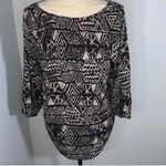 Mossimo Supply Co Tribal Aztec Print Blouse Cream and Black L Size L Photo 3