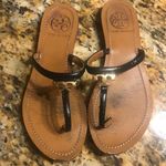 Tory Burch Black T Logo Flat Thong Sandal … Photo 1
