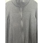 Eddie Bauer  Sweater Womens 2XL Tall Gray Full Zip Ribbed Mock Neck 100% Cotton Photo 1