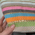 Shiraleah  Amelia Pink Gold Striped Straw Beach Bag Tote Purse Boho Vacation Photo 1