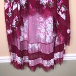 EXPRESS NWT Women’s Floral Print Magenta Eyelet Lace Hi-Low Maxi Skirt Photo 2