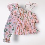 Endless Rose Coral Pink Ruffled One Shoulder Floral Top Size M Photo 0
