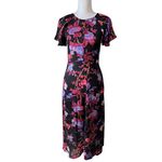 Reiss  Leni black floral midi dress wedding guest cocktail party feminine fitted Photo 1