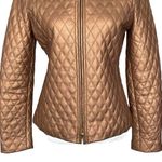 Blushe Vintage Quilted Leather Jacket Women’s Size 8 Bronze Gold Chic Zipper Brown Photo 2