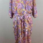 The Lingerie Collection Robe‎ Large Purple Multicolor Floral 3/4 Kimono Sleeve Photo 0