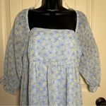 Altar'd State  Puff Sleeve Babydoll Blue Floral Square Neck Mini Dress XL EUC Photo 3