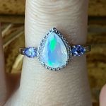 Natural Ethiopian Opal Tanzanite Sterling Silver Ring Size 9 Photo 0