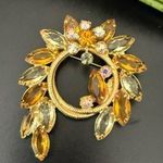 Vintage Unsigned Juliana Yellow Amber Rhinestone Crystal Open Back Brooch 22g. Photo 0