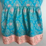 Anthropologie  Edme &‎ Esyllte Tank Top Turquoise Salmon Floral Sz 4 Empire Waist Photo 7